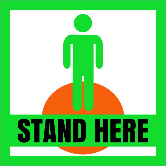 5" x 5" Social Distance Stand Here Sticker1 Product Front
